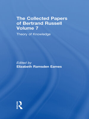 cover image of The Collected Papers of Bertrand Russell, Volume 7